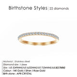 Simple Fashionable Minimalist Stainless Steel Crystal 12 Colors Rhinestone Ring Dainty Birthstone Ring Women's