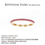 Simple Fashionable Minimalist Stainless Steel Crystal 12 Colors Rhinestone Ring Dainty Birthstone Ring Women's