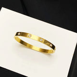 New Korean Version Trend Ladies Stainless Steel Jewelry 18k Gold Full Diamond Bracelet Couple Rose Gold Bangle