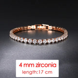 Tennis Chain Bracelets For Women Fashion Small Cubic Zircon Crystal Rose Gold Color Wedding Party Friends Gift Jewelry KC128M